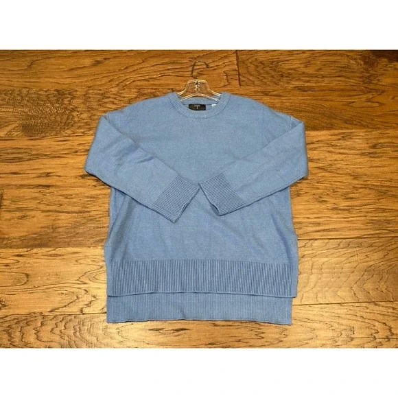 Tahari Blue Knit Sweater XS Women's Lightweight Pullover Ribbed Hem & Cuffs - Picture 1 of 4